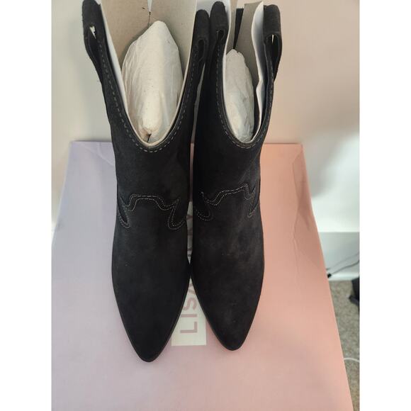 Lisa Vicky Nordstrom Suede Pointed black toe bootie in women's size 7.5 - Picture 5 of 6